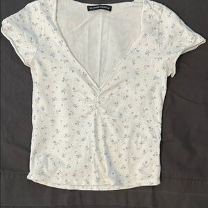 Brandy Melville White Floral Top